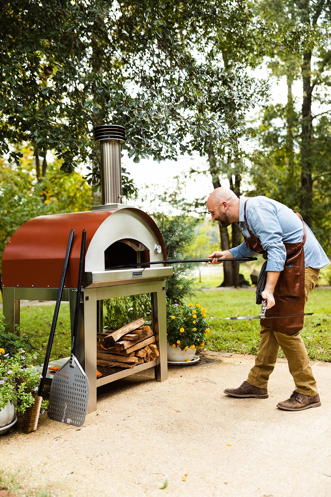 Four à pizza Mangiafuoco au bois Fontana, scène d'utilisation extérieure