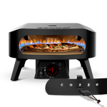 Four à pizza Cozze 13 pouces noir mat vu de face, porte installée