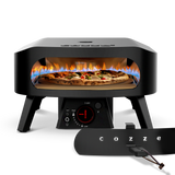 Four à pizza Cozze 13 pouces noir mat vu de face, porte installée