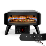Four à pizza Cozze 13 pouces noir mat vu de face, porte installée