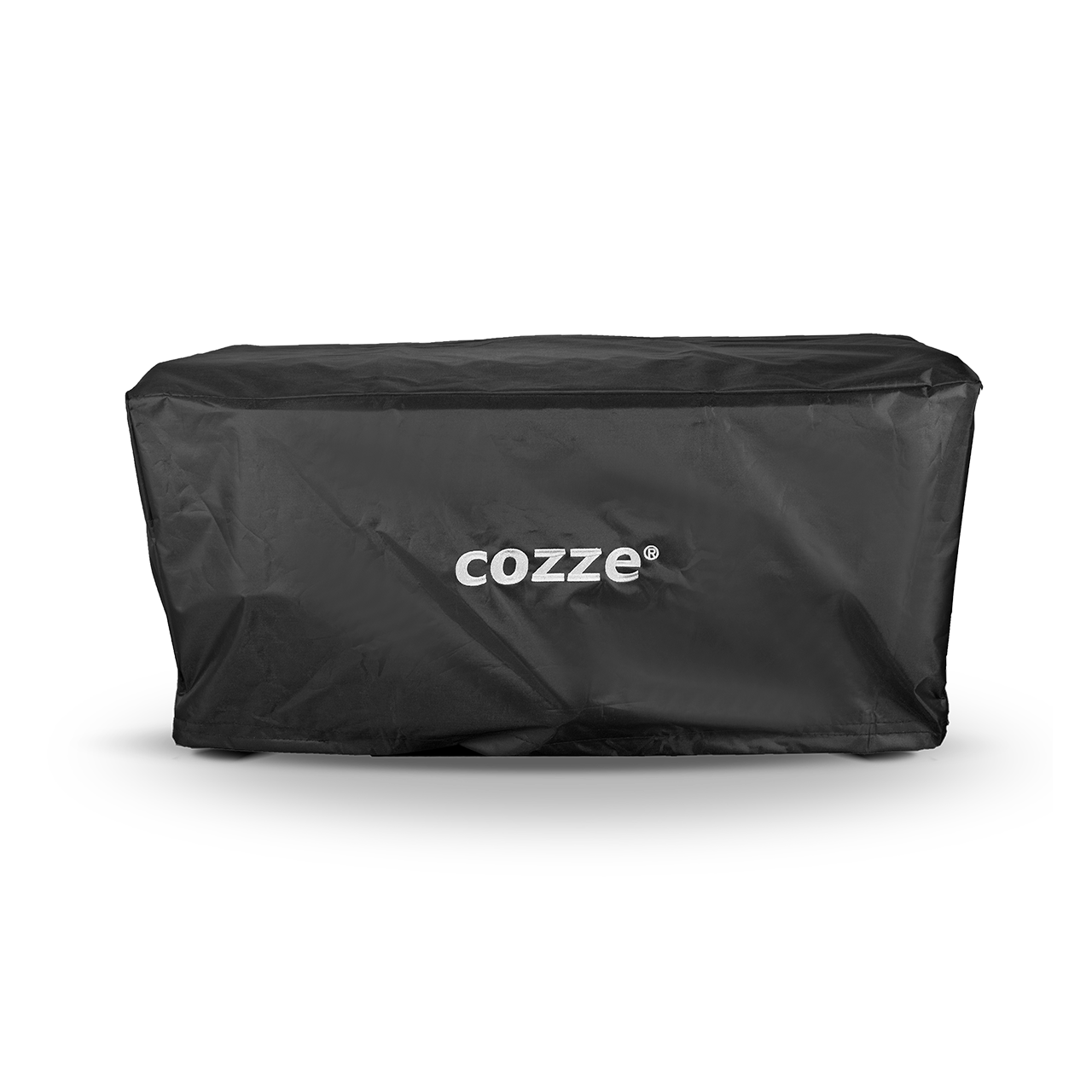 Housse noire en nylon Oxford installée sur un four à pizza Cozze 17 pouces