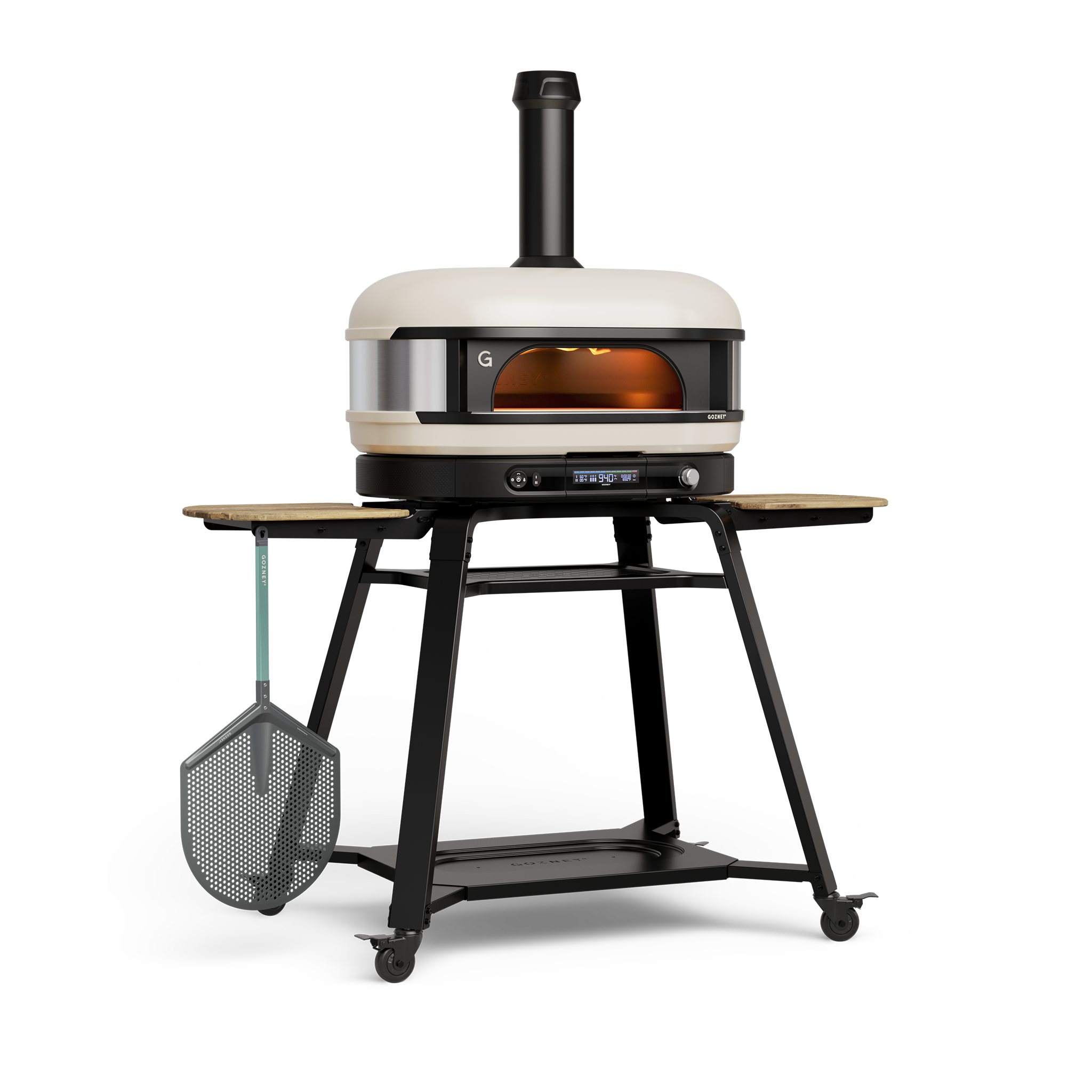 Ensemble essentiel four à pizza Gozney Dome XL Gen 2 Bone avec support et pelle de placement Pro Large