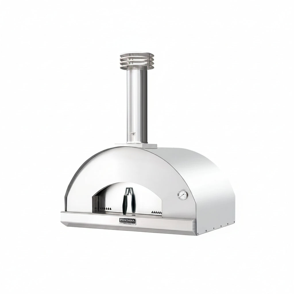 Four à pizza Mangiafuoco au bois Fontana couleur inox, vue produit
