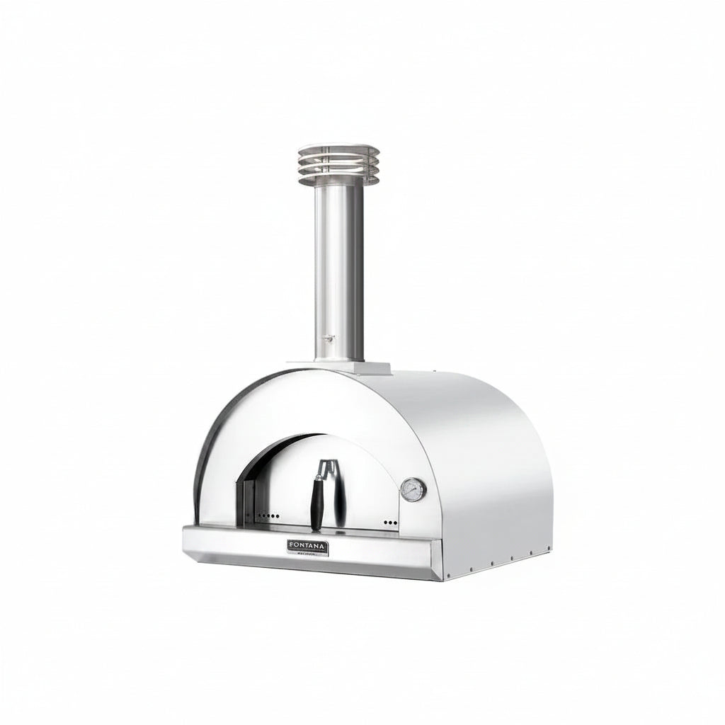 Four à pizza Margherita au bois Fontana couleur inox, vue produit