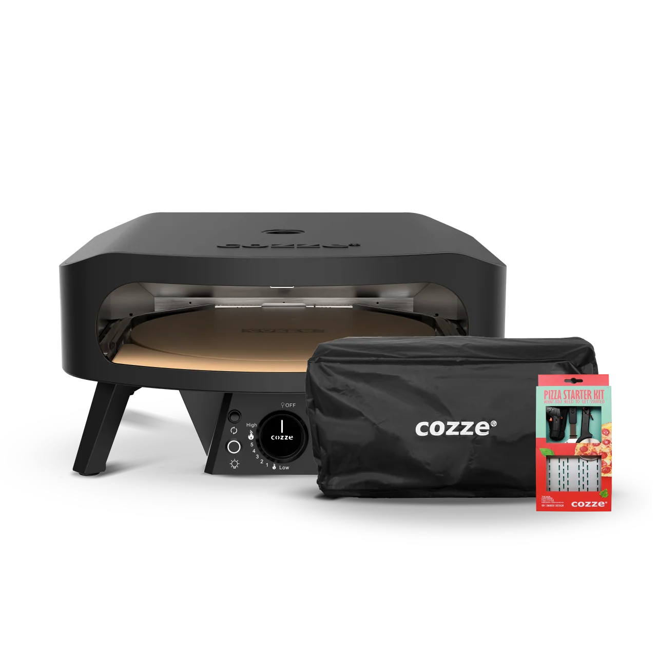 Four à pizza Cozze 13 pouces noir mat avec housse et kit d'accessoires de départ 