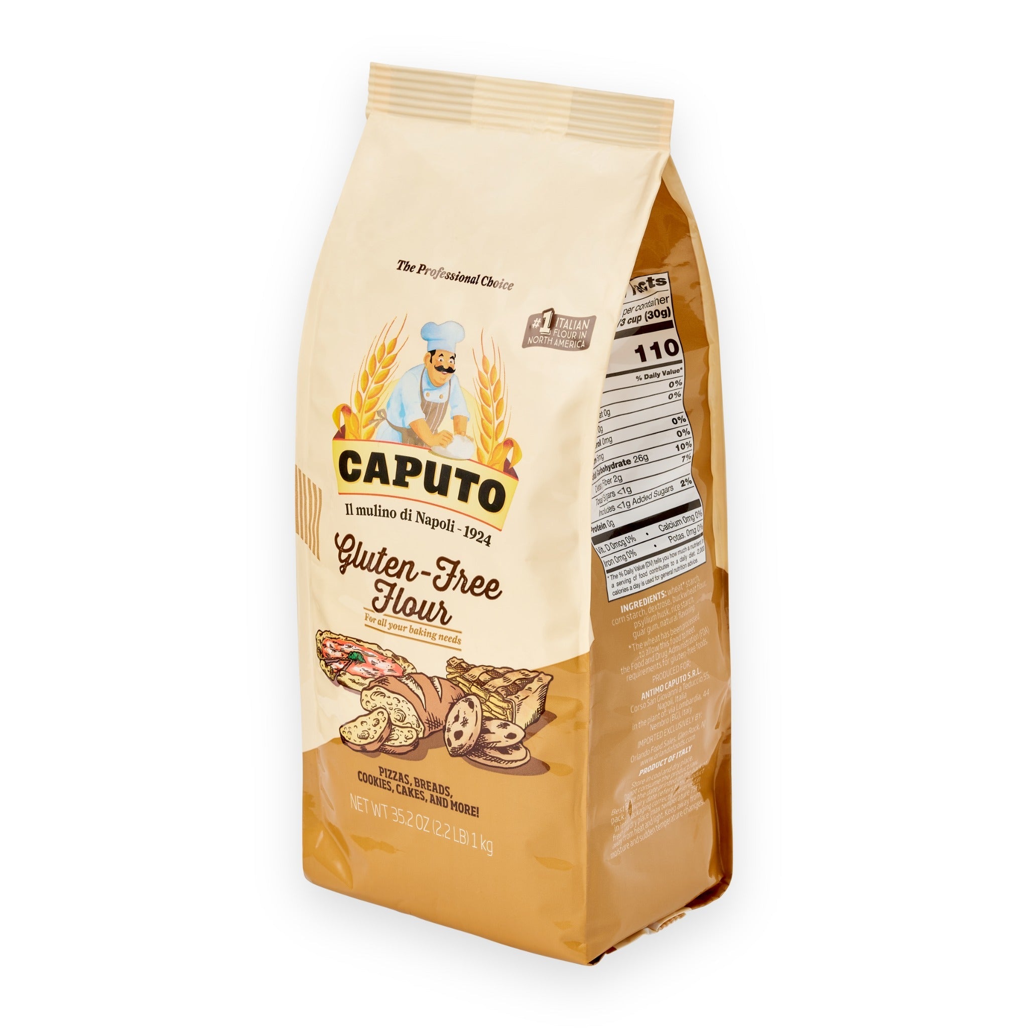 Farine sans gluten Fioreglut Caputo, sac vu de trois quarts gauche - Lapizzashop