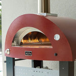 Alfa forni Moderno Pizze four à pizza hybride bois propane gaz naturel red grey vue de la flamme heat genius