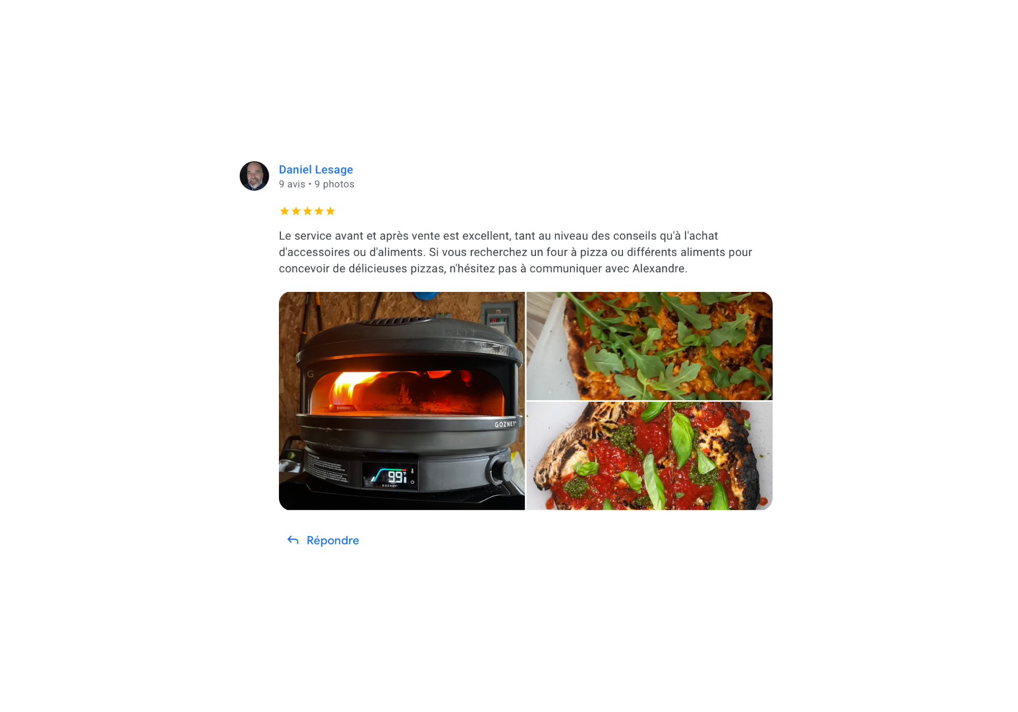 review d'un client qui exprime que lapizzashop est le meilleur endroit pour acheter gozney four à pizza portatif pour cuisiner la meilleure pizza au quebec